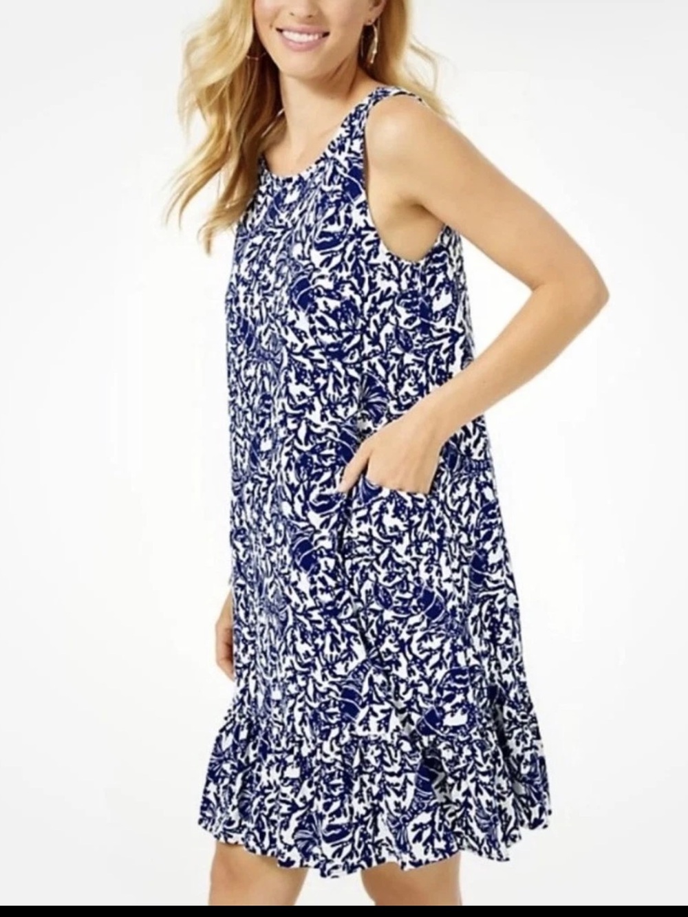 Lilly Pulitzer Kristen Flounce Dress Sleeveless Shift Pima Cotton Size XXL